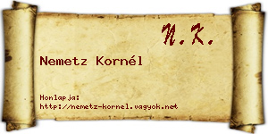 Nemetz Kornél névjegykártya